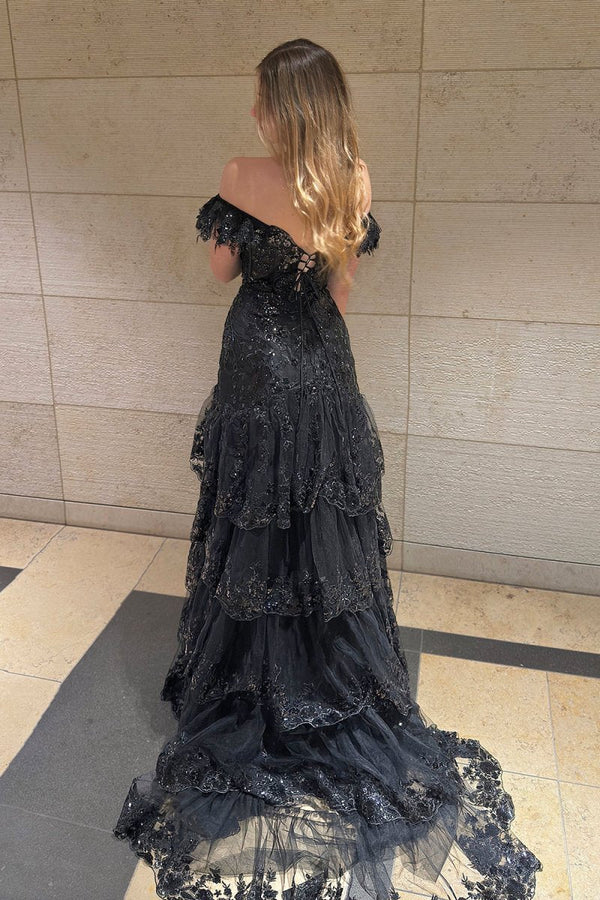 Sheath Off the Shoulder Long Lace Prom Dress (Lace-up Back) – Prom Dress by KissProm | Available at KissProm