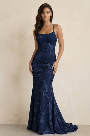 Sky Blue Spaghetti Straps Mermaid Tulle Long Prom Dresses With Appliques – Prom Dress by KissProm | Available at KissProm
