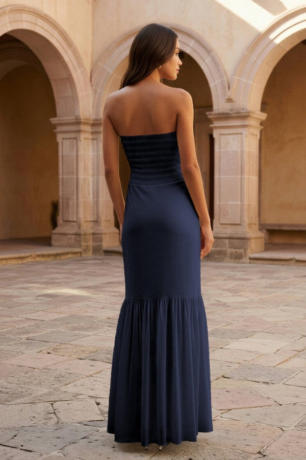 Yellow Strapless Sheath Chiffon Long Prom Dresses With Ruffles – Prom Dress by KissProm | Available at KissProm