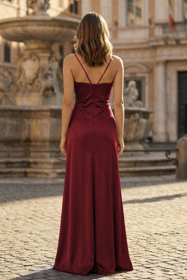 Spaghetti Straps Sheath Long Prom Dresses With Split – Prom Dresses by KissProm | Available at KissProm