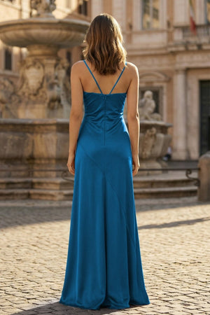 Spaghetti Straps Sheath Long Prom Dresses With Split – Prom Dresses by KissProm | Available at KissProm