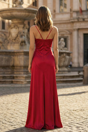 Spaghetti Straps Sheath Long Prom Dresses With Split – Prom Dresses by KissProm | Available at KissProm