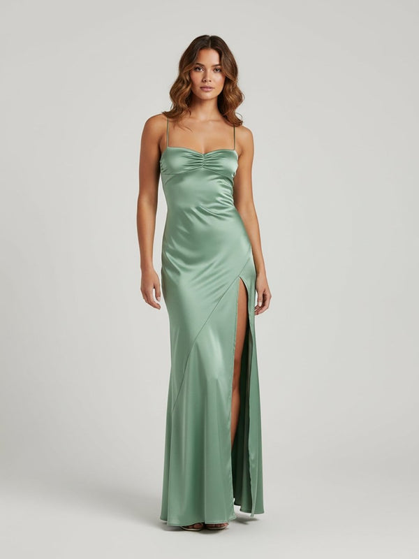 Spaghetti Straps Sheath Long Prom Dresses With Split – Prom Dresses by KissProm | Available at KissProm