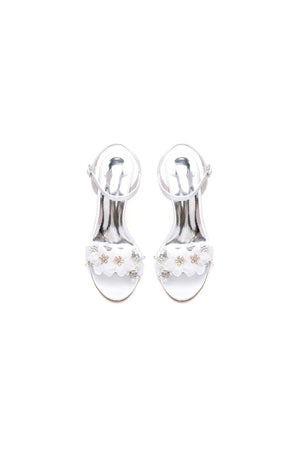 Open Toe Floral Beading Stiletto Heels - KissProm