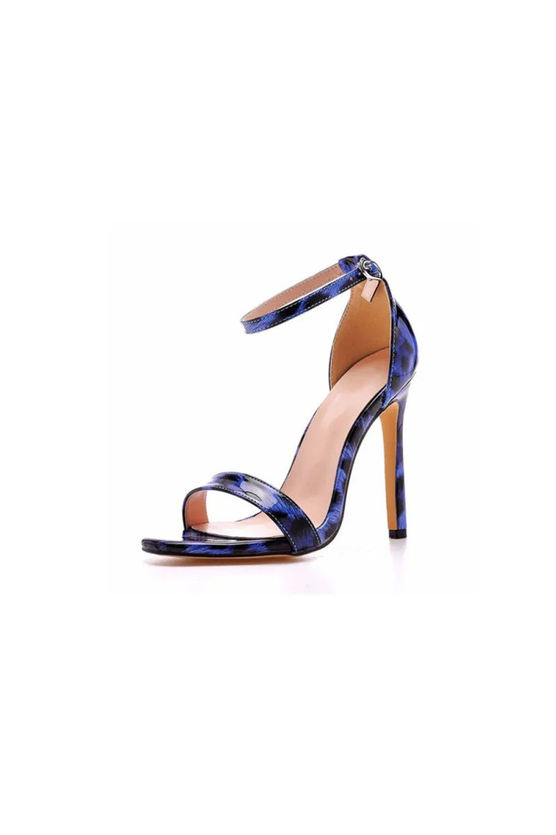 Open Toe Leopard Print Ankle Strap Stiletto High Heels - KissProm