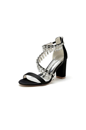 Open Toe Slingback Strap Tassel High Heels - KissProm