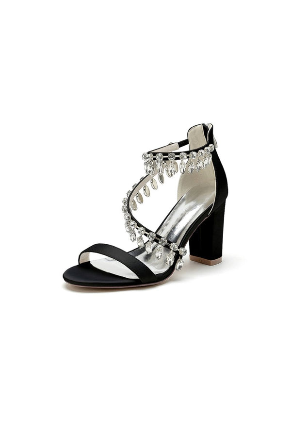 Open Toe Slingback Strap Tassel High Heels - KissProm