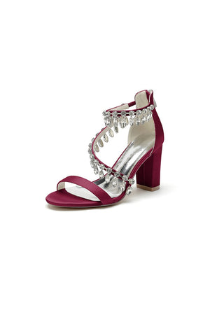 Open Toe Slingback Strap Tassel High Heels - KissProm