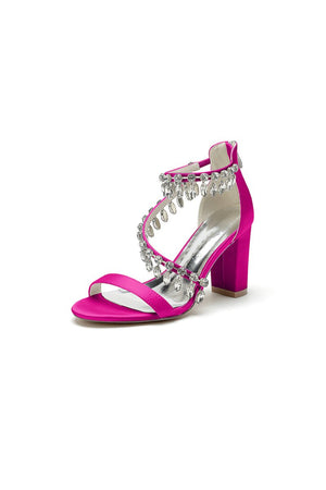 Open Toe Slingback Strap Tassel High Heels - KissProm