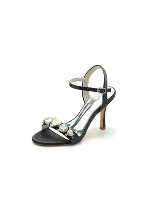 Open Toe Ultra High Heels with Rhinestone - KissProm