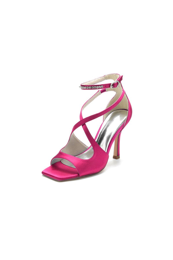 Open Toe Wedding Shoes with Straps - KissProm