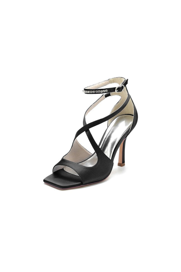 Open Toe Wedding Shoes with Straps - KissProm