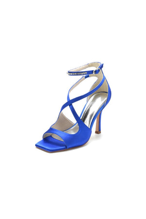 Open Toe Wedding Shoes with Straps - KissProm