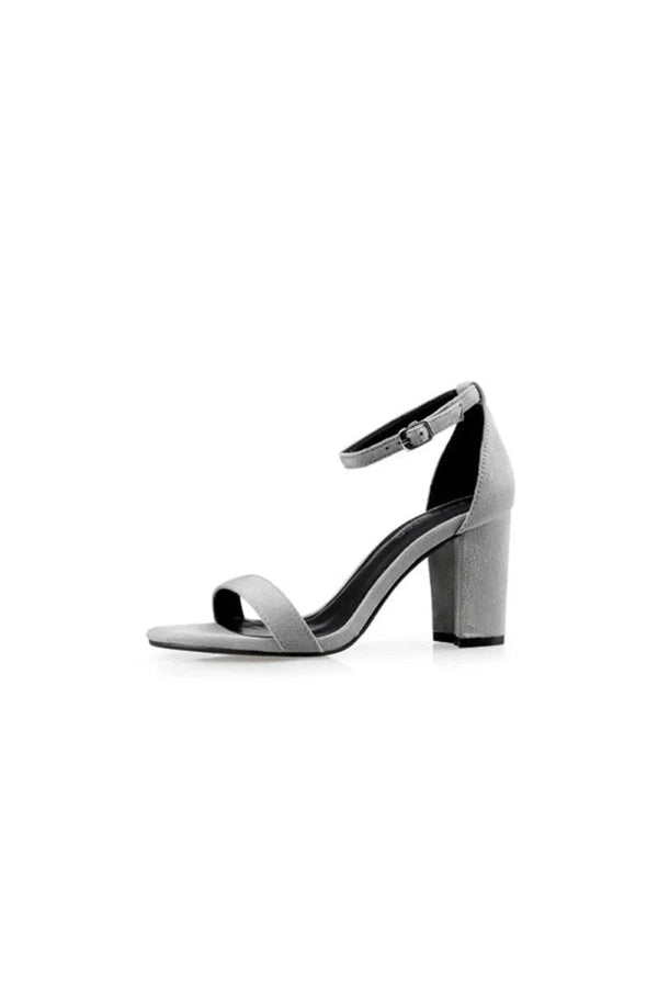 Outdoor Peep Toe Chunky Heel Suede Shoes With Ankle Strap Buckle - KissProm