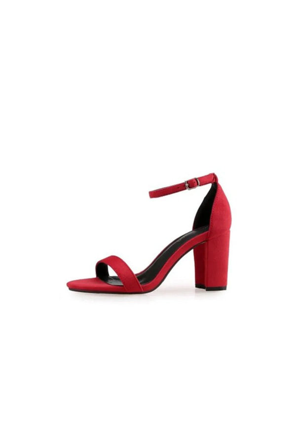 Outdoor Peep Toe Chunky Heel Suede Shoes With Ankle Strap Buckle - KissProm