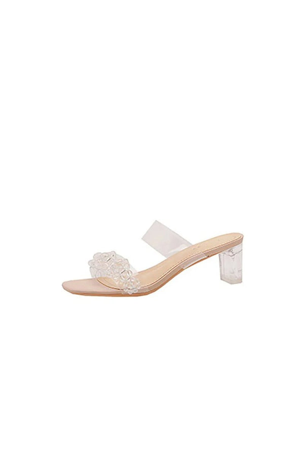 Outdoor Peep Toe Sandals Chunky Heel Fashion Shoes With Beaded - KissProm