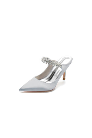 Party Pointed Toe Crystal Strap High Heels - KissProm