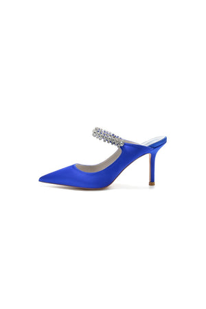 Party Pointed Toe Crystal Strap High Heels - KissProm