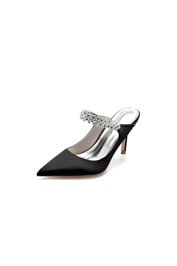 Party Pointed Toe Crystal Strap High Heels - KissProm