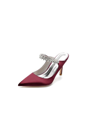 Party Pointed Toe Crystal Strap High Heels - KissProm