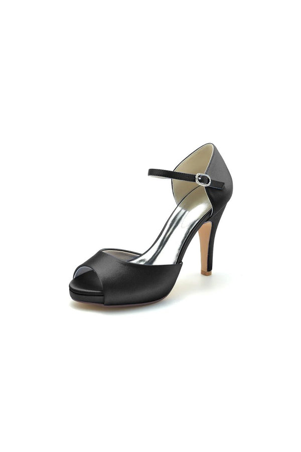 Party Simple Peep Toe Ankle Stap Pumps - KissProm