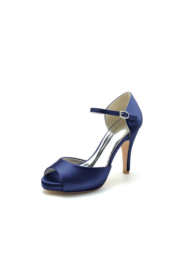 Party Simple Peep Toe Ankle Stap Pumps - KissProm