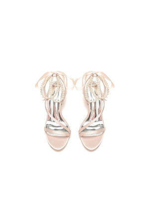 Pearl Open Toe Ankle Strap High Heels - KissProm
