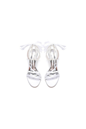 Pearl Open Toe Ankle Strap High Heels - KissProm
