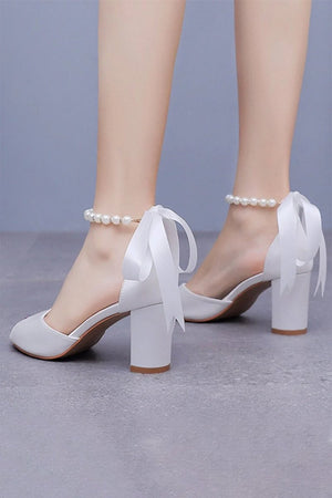 Peep Toe Chunky Heel Sandals with Buckle Straps - KissProm