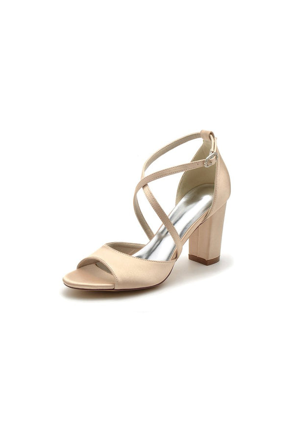 Peep Toe Cross Strap High Heels Party Shoes - KissProm