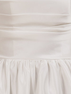 Perenna | Ivory - A Line Satin Square Neck Puffed Sleeves Short Homecoming Dresses - KissProm