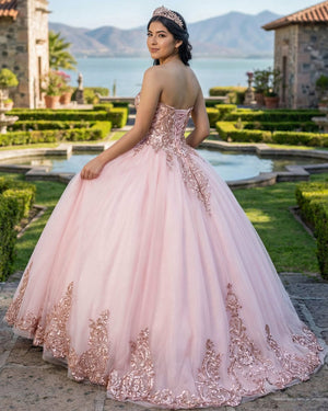 Pink Sweetheart Neckline Quinceanera Ball Gown Dress - KissProm