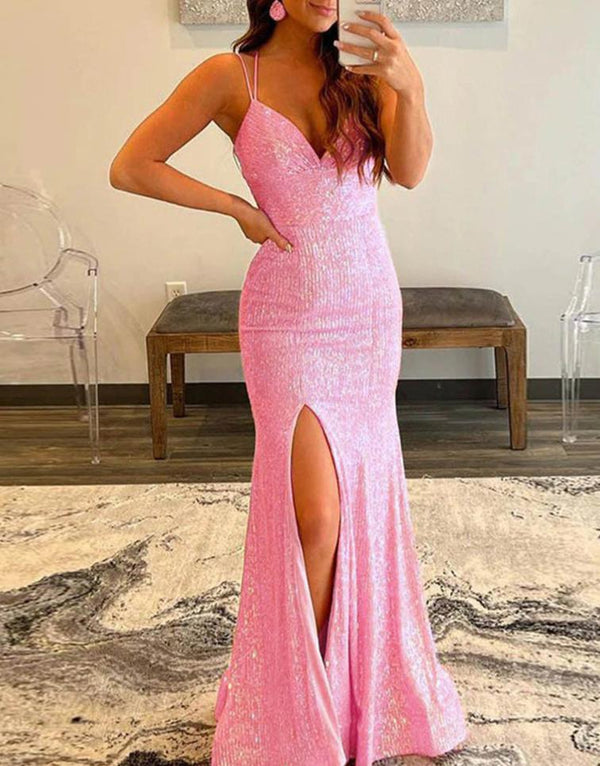 Sparkly Orange Sequins Mermaid Long Prom Dress – Dresses by KissProm | Available at KissProm