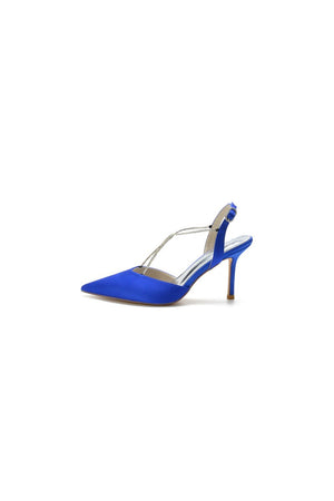 Pointed Toe Crystal Ankle Strap Stiletto Heels - KissProm