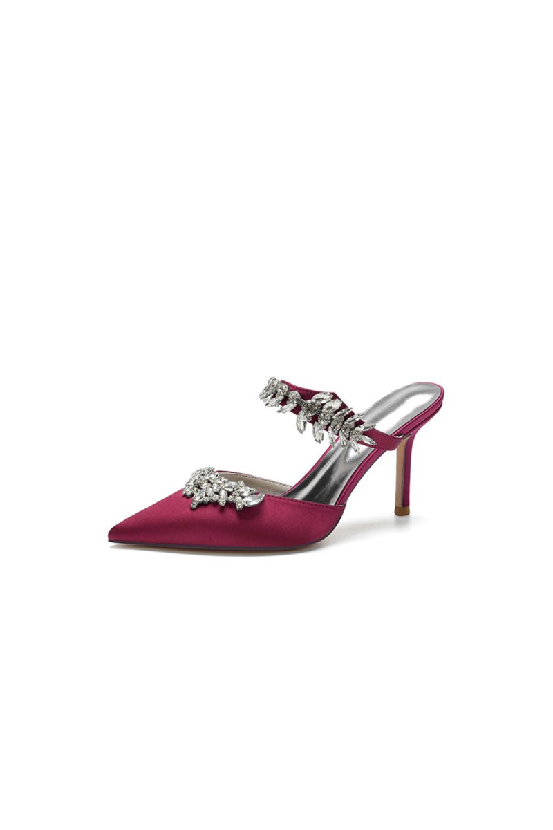 Pointed Toe Crystal Flower Strap Stiletto Heel - KissProm
