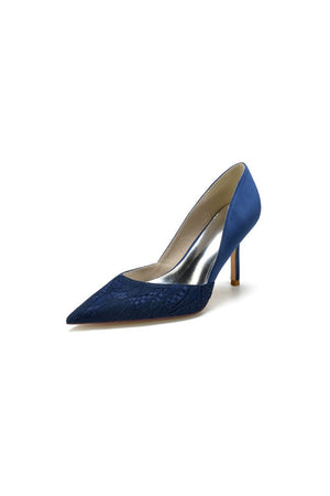 Pointed Toe Lace Pattern Stiletto Heels - KissProm