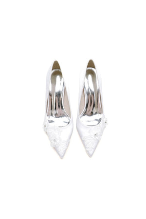 Pointed Toe Low Heels with Lace - KissProm