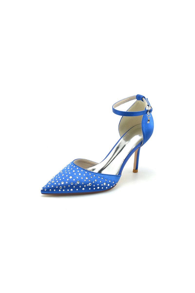 Pointed Toe High Heels with Ankle Strap - KissProm