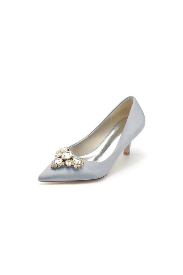 Pointed Toe Stiletto Heels with Rhinestone - KissProm