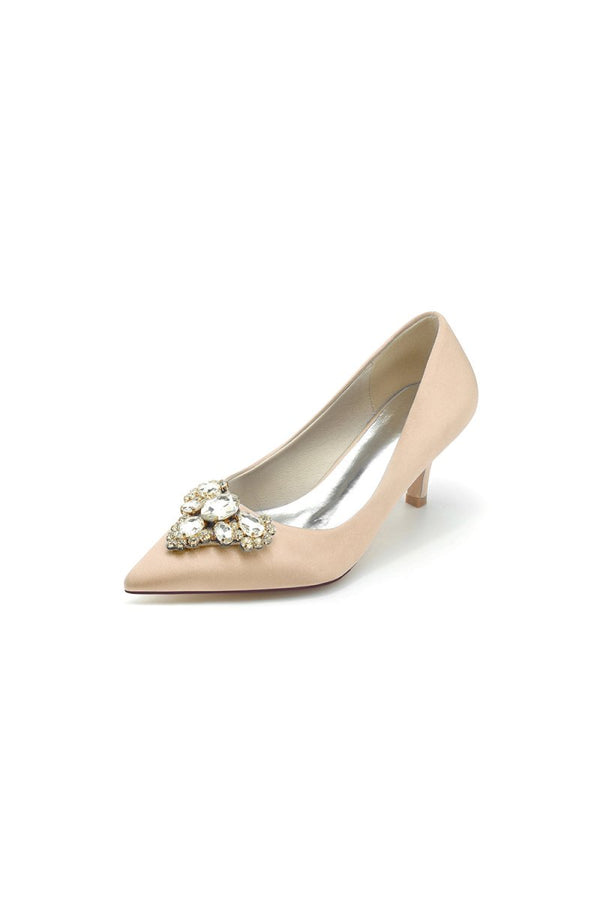 Pointed Toe Stiletto Heels with Rhinestone - KissProm