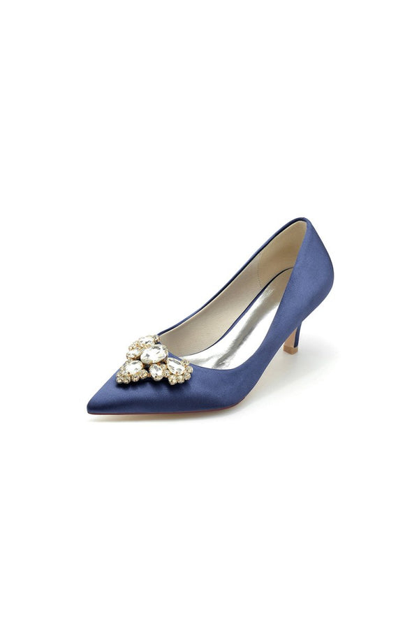 Pointed Toe Stiletto Heels with Rhinestone - KissProm