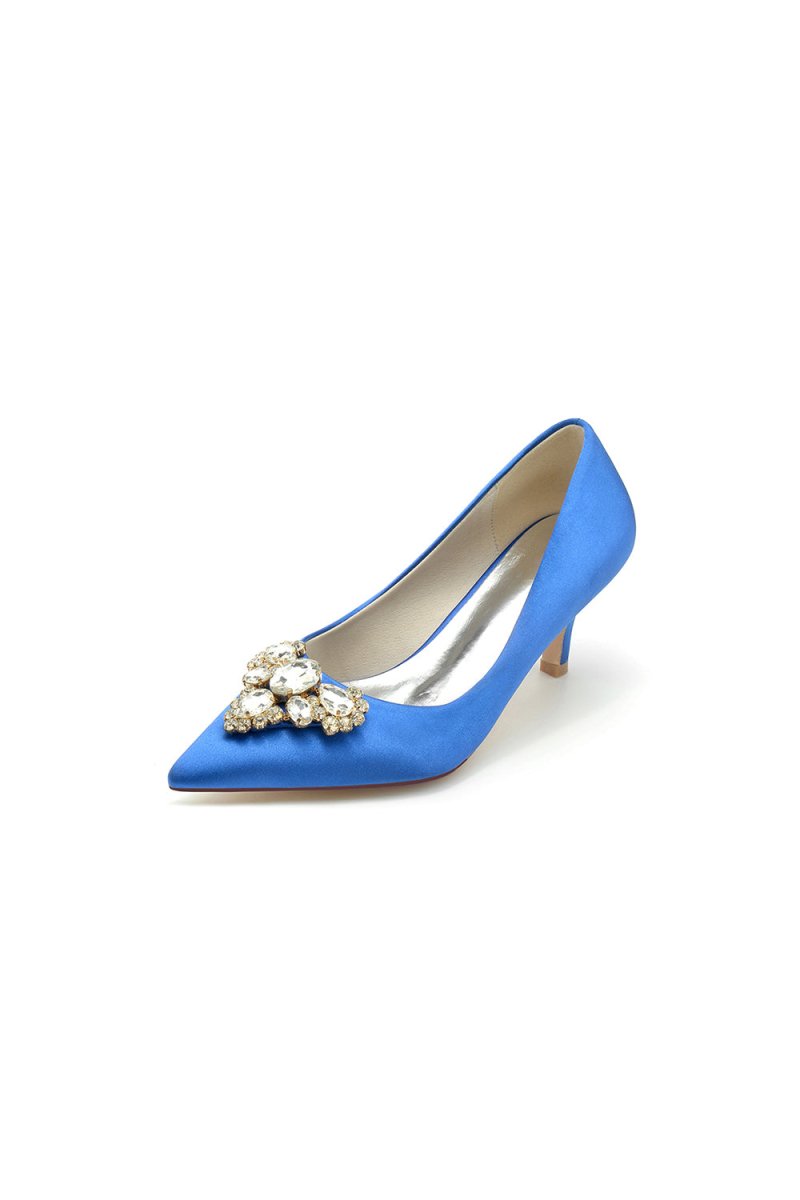 Pointed Toe Stiletto Heels with Rhinestone - KissProm