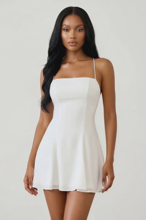 White Spaghetti Strap A-Line Chiffon Graduation Dress
