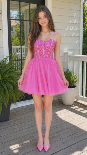 Barbie Style A Line Hot Pink Short Homecoming Dress