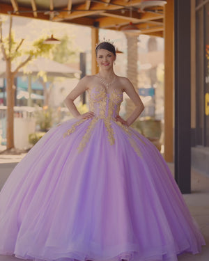 Lilac Sweetheart Sleeveless Quinceanera Dresses with Appliques