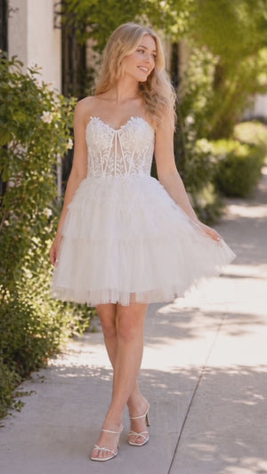 A-Line Sweetheart Lace Short Homecoming Dress