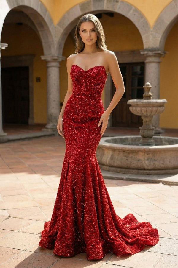 Mermaid Sweetheart Neck Sequins Prom Dress - KissProm