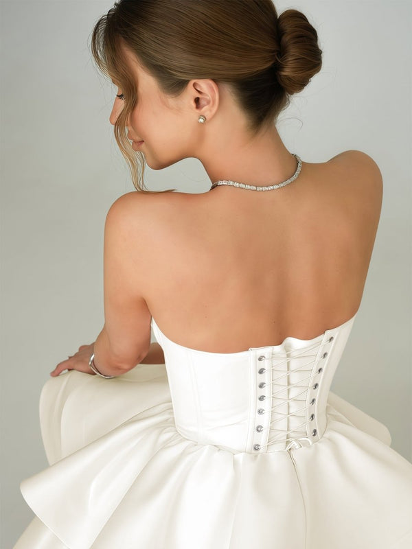 Ivory - A Line Sweetheart Satin Ruffles Short Homecoming Dress – Homecoming Dress by KissProm | Available at KissProm