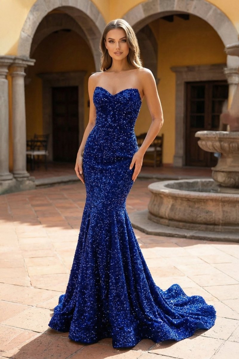 Mermaid Sweetheart Neck Sequins Prom Dress - KissProm