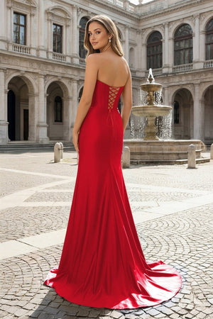 Royal Blue Sweetheart Satin Mermaid Long Prom Dresses with Beading - KissProm